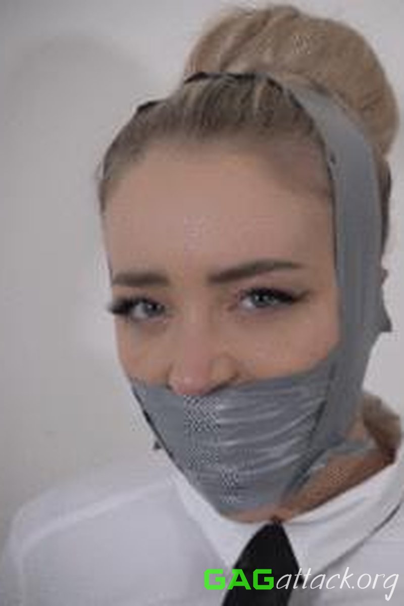 Aubrey - Heavy Silver PVC Tape Gag Mp4 HD - Screenshot 1 of 4 - Aubrey