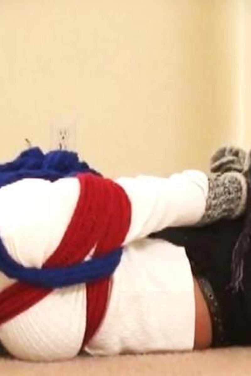 Trussed Up And Gagged With Scarves And Socks - Screenshot 1 of 4 - Bondage