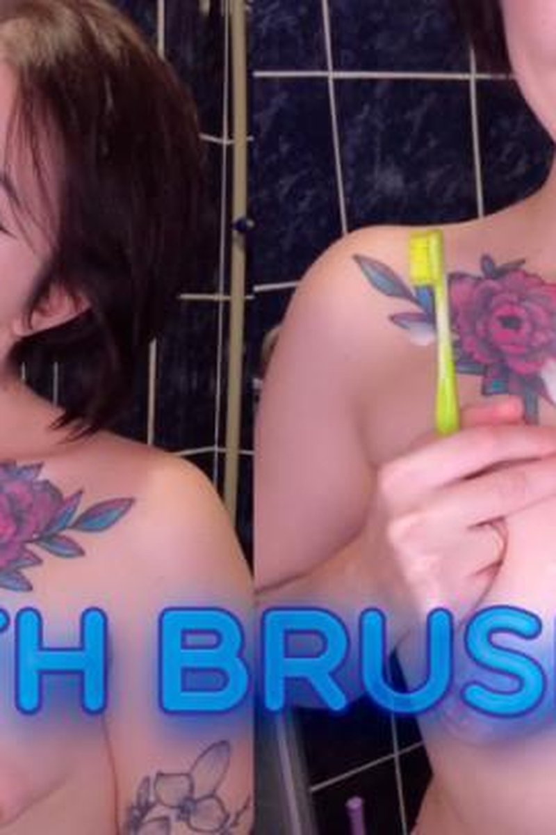 Topless Teeth Brushing - Screenshot 1 of 4 - Mouth Fetish