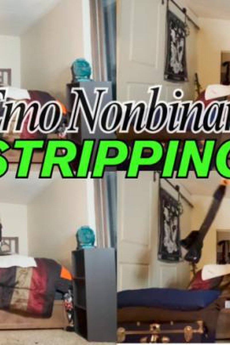 Nonbinary Emo Babe Stripping - Screenshot 1 of 4 - Adorable