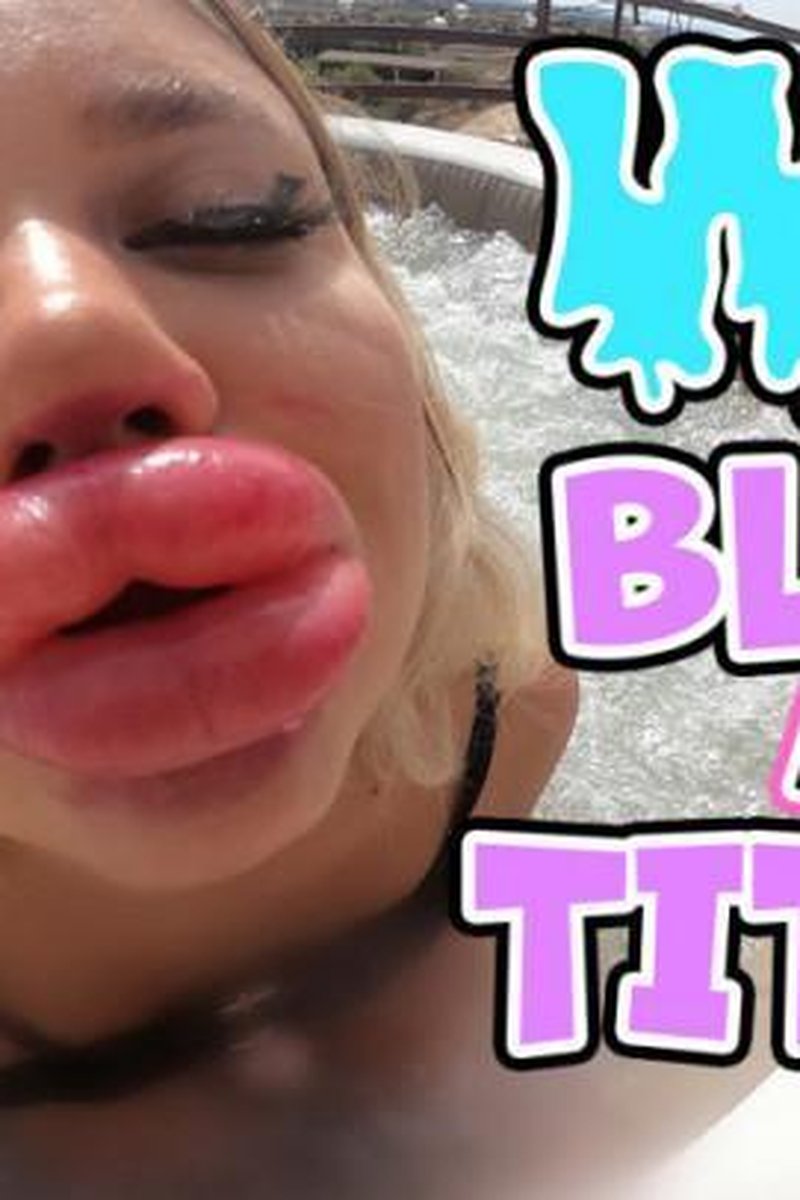 Huge Inflated Bimbo Lips Giving BJ - Screenshot 1 of 4 - Bathroom