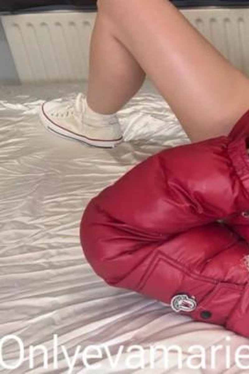 Red Down Jacket Destruction - Screenshot 1 of 4 - Clothing Destruction / Removal
