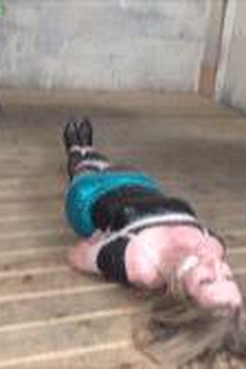 Tiny Blonde Hogtied So Tight She Can't Move a Muscle - Screenshot 1 of 4 - BDSM