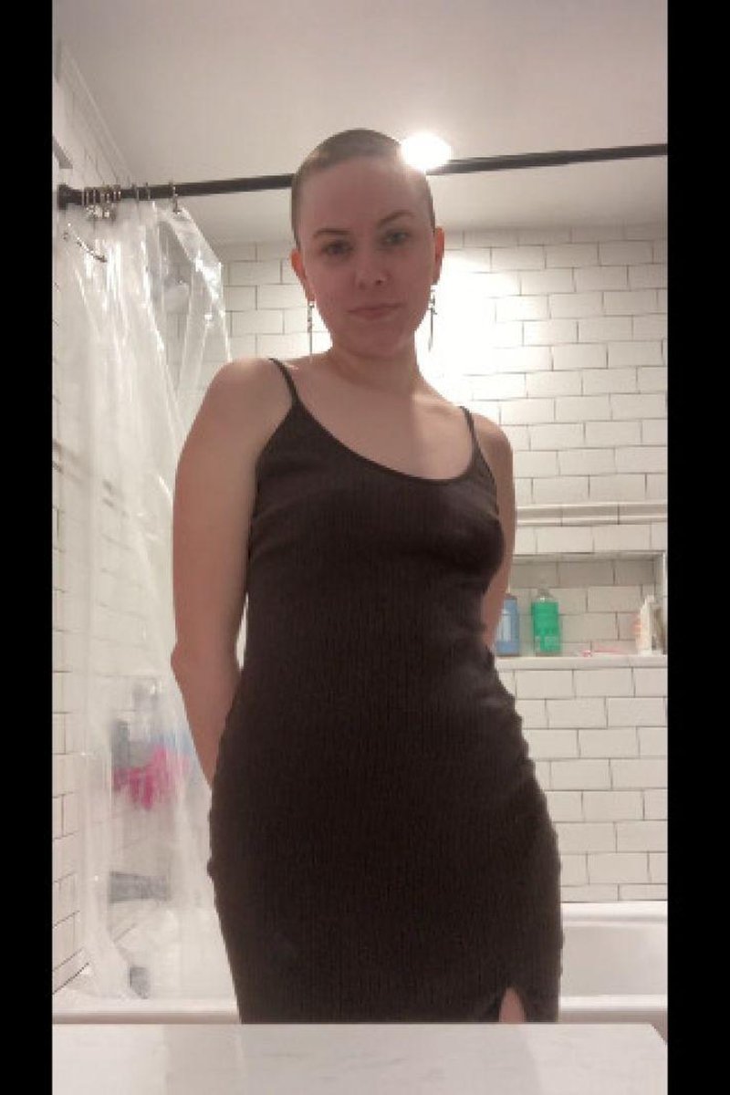 Head Reshave, Strips From Black Dress, Shows Off - Screenshot 1 of 4 - Hairless Pussy