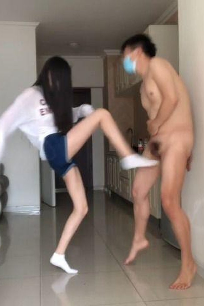 Boy's Cock Kicking - Screenshot 1 of 4 - Cumshot