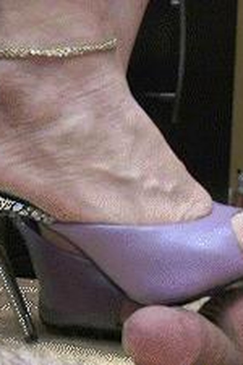 Ball Smashing With Lavender Stiletto Mules - Screenshot 1 of 4 - Shoes