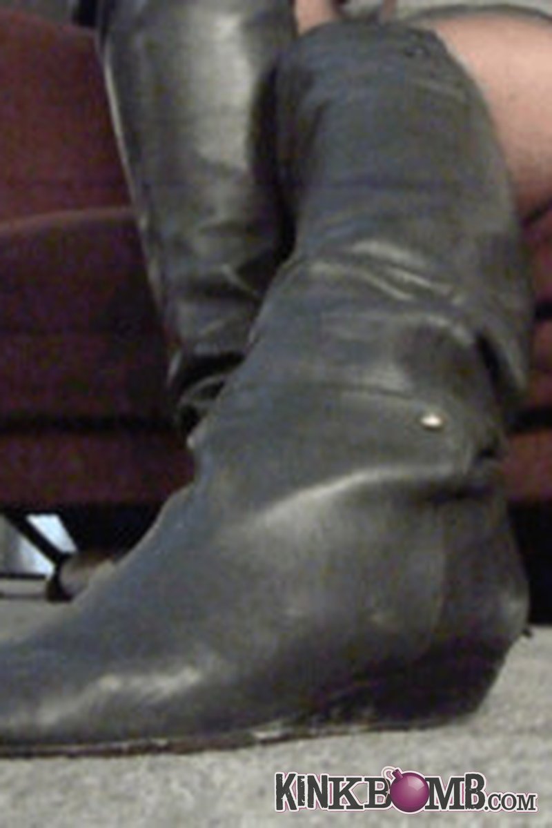Monique Stranger Humiliation Tease: Black Leather Boots - Screenshot 1 of 4 - Boots