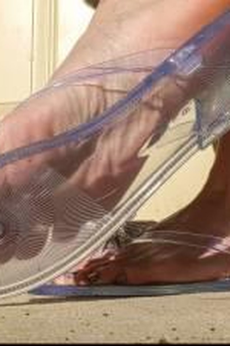 Holographic Toes In Clear Flip Flop Play - Screenshot 1 of 4 - Foot Fetish