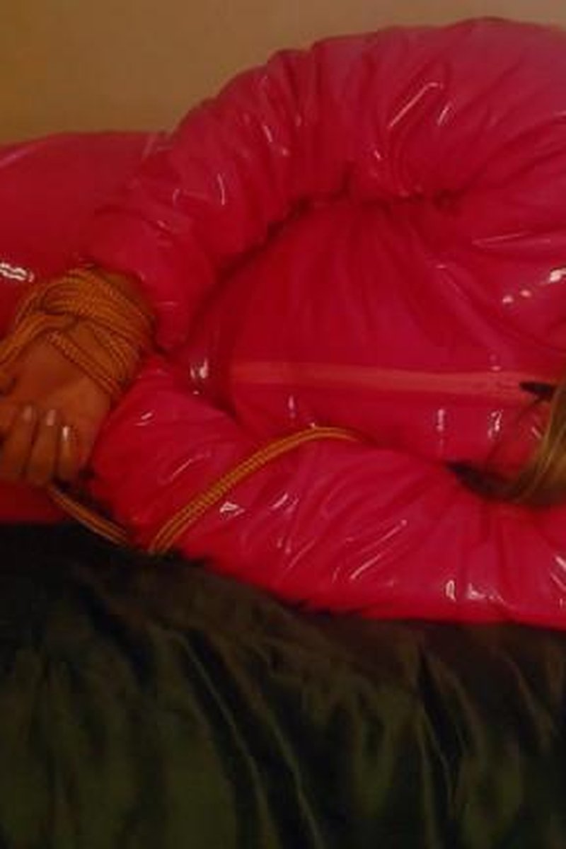 Plastic Wrap Breath Play Dressed In Pink Latex - Screenshot 1 of 4 - Asphyxiation