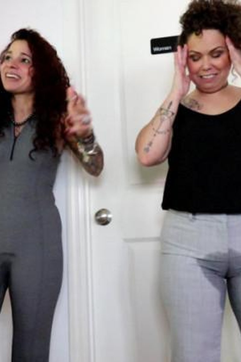 Bailey And Ginary Both Wet Their Pants Outside Bathroom - Screenshot 1 of 4 - Golden Shower