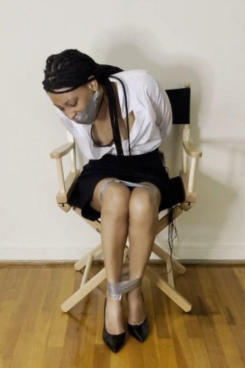 Duct Taped In Director Chair - Screenshot 1 of 4 - BDSM