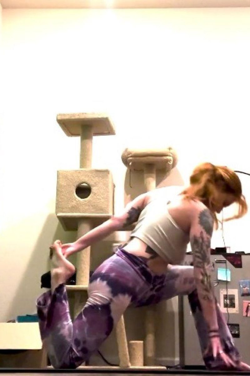 Stretching In My Tie Dye Yoga Pants - Screenshot 1 of 4 - Alternative Girl