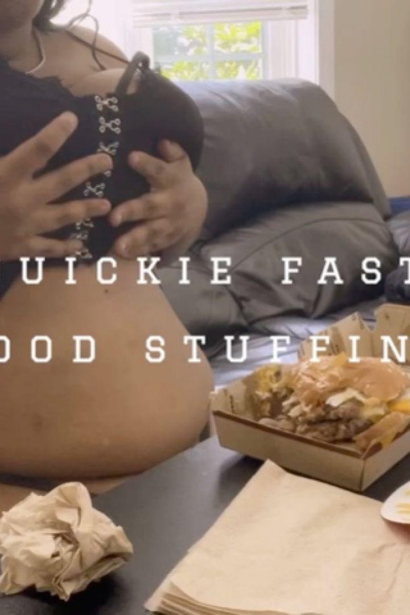 Quicky Fast Food Stuffing / Femdom Feedee - Screenshot 1 of 4 - Facestuffing Overeating