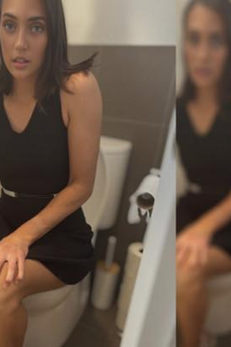 Busting After A Dinner Date - Screenshot 1 of 4 - Bathroom