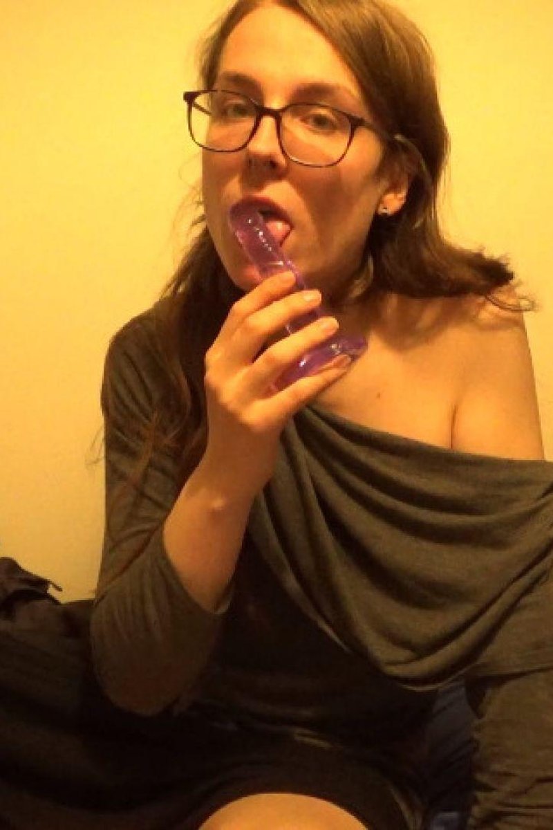 Trans Person Gently Sucking A New Dildo - Screenshot 1 of 4 - Blowjob