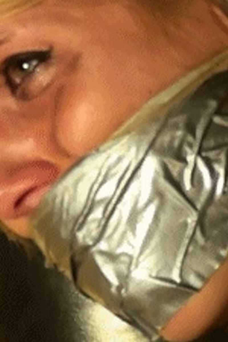 Alysha Barefoot,Wraparound Silver Tape Gagged,Crying,Hogtied! - Screenshot 1 of 4 - Bondage
